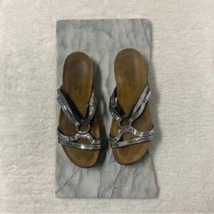 Naot Sandals Size 7.5 Silver Velcro Strap Slip On Summer Comfortable